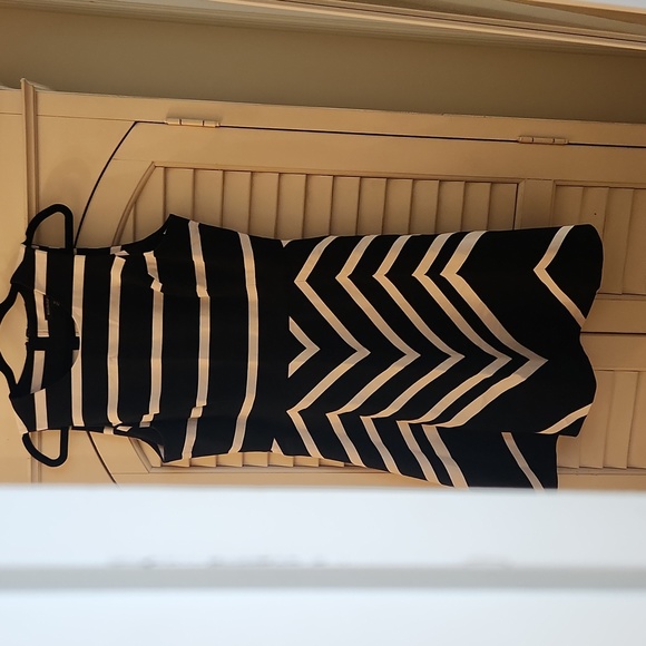 Banana Republic TATUM Linen Black White GORGEOUS Dress Geometric Dress, Sz 14 - Picture 1 of 8